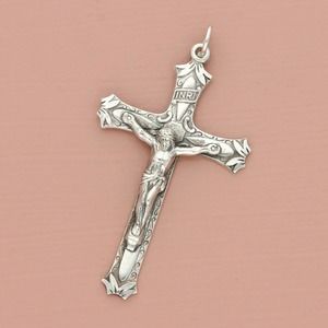 vintage sterling silver scrolled crucifix cross miraculous medal pendant